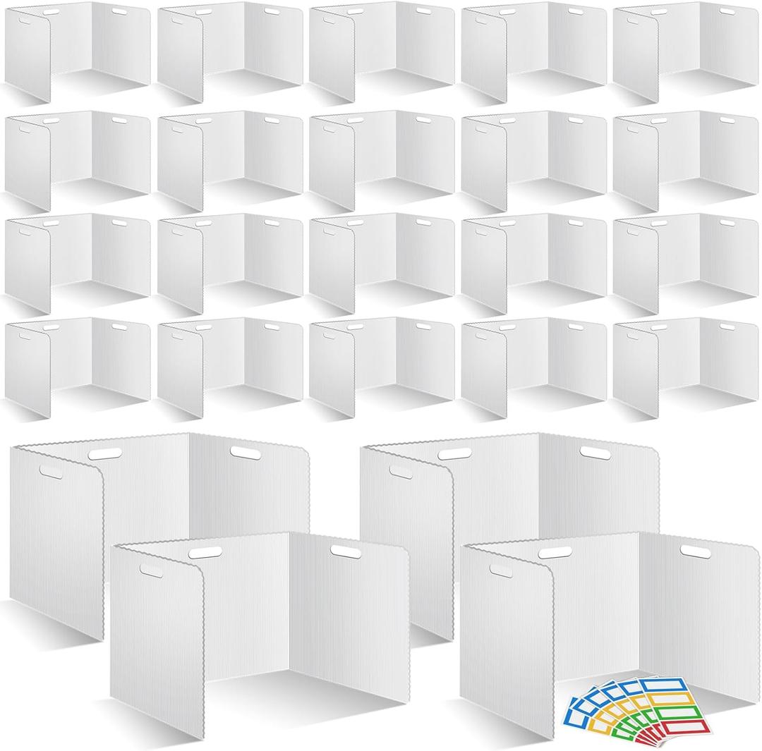 30 Pcs Desk Dividers for Students 14  17.5  14 Inch Plastic Durable and Waterproof Privacy Folders Shields Test Dividers with Classroom Privacy Boards for School Study Teacher Supplies (White)