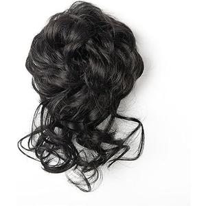 Synthetic Claw Clip In Messy Bun Hair Scrunchies Ponytailtail Curly Hair Hairpiece For Women Girl Updo Bun, Black