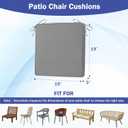 IASEAHK Patio Chair Cushions, 19" x 19" x 3" Outdoor Chair Cushions Set of 4, Waterproof Outdoor Cushions for Patio Furniture, Outdoors Seat Cushions Set of 4 with Handle and Ties, Light Grey