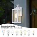 13 in.1-Light Matte White Hardwired Outdoor Wall Lantern Modern Sconce-with Clear Glass 2 Pack