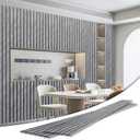 Art3d 4-Pack Glue-On Six-Grid Wainscoting Panel for Interior Wall Decor - 104 x 12 Inch Polystyrene Ultralight Slim Slat Wall Panels for Living Room Bedroom, Granite