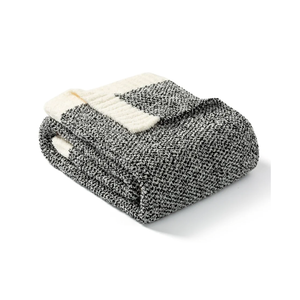 Snuggle Sac Heather Black Throw Blanket for Couch, Reversible Super Soft Micorfiber Blankets Dupes Warm Cozy Knit Fuzzy Plush Throws for Sofa, Bed, Heather Black 50*70 in