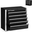P.I.T. Mini Tool Box 8.6"W X 4.6"D, Portable 5-Drawer Micro Steel Stackable Toolbox with Liner, Black Cute Tool Case for Small Tools Parts Storage, Home DIY