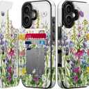 Goodon for iPhone 16 Plus Wallet Case with Card Holder,RFID-Blocking,Aesthetic Vintage Floral Girly Shell,Trendy Unique Cool Retro Protective Phone Cover for Women Girls - Blooming Wildflowers
