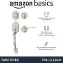 Amazon Basics Front Door Lock Set, Handleset with Shelby Lever, Single Cylinder, Easy to Install, Satin Nickel