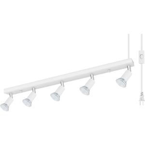 Plug-in Track Lighting, LED Track Lighting Fixtures Ceiling Kit, 30" White Plug in Wall Light with 14.8ft Cord, 3-Light Ceiling Spotlight,Rotatable Kitchen Light Head for Bedroom Hallway(GU10,NO Bulb)