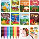 Pasimy 48 Pcs Camping Coloring Books with Stackable Crayons Coloring Pages Drawing Booklet Party Supplies for DIY Art Painting Goodie Bag Fillers