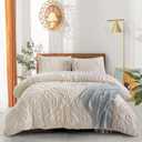 Style Quarters King Comforter Set-3 Pieces Beige Clipped Tufted Comforter Set King Size Soft Boho Bedding Comforter Sets Includes 1 Comforter and 2 Pillowshams Fluffy Bedding Set for All Season