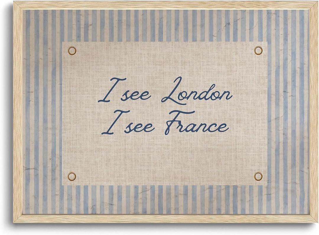 AYHSSMO I See London I See France Canvas Picture Funny Bathroom Wall Art, 20"L x 16"W