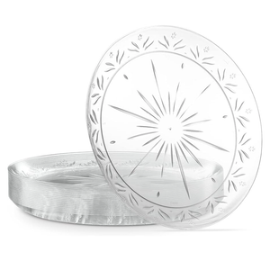 PLASTICPRO Premium Heavy Weight Crystal Clear Disposable Hard Plastic Plate (240, 9'' Inch Plates)