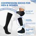 Compression Toe Socks Knee High Moisture Wicking Hiking Socks Graduated Support for Running,Nurses,Flight (Gray, L)