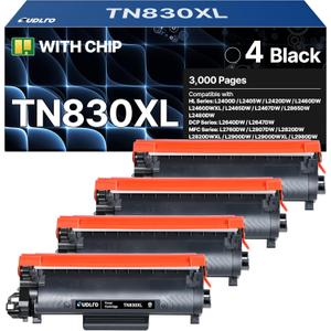 TN830XL - Replacement Compatible for Brother TN830XL Toner TN-830XL TN830 TN-830 Toner to use with HL-L2460DW DCP-L2640DW HL-L2405W HL-L2400D HL-L2480DW MFC-L2820DW MFC-L2820DWXL Printer (4 Black) TN830XL - Replacement Compatible for Brother TN830XL Toner TN-830XL TN830 TN-830 Toner to use with HL-L2460DW DCP-L2640DW HL-L2405W HL-L2400D HL-L2480DW MFC-L2820DW MFC-L2820DWXL Printer (4 Black)