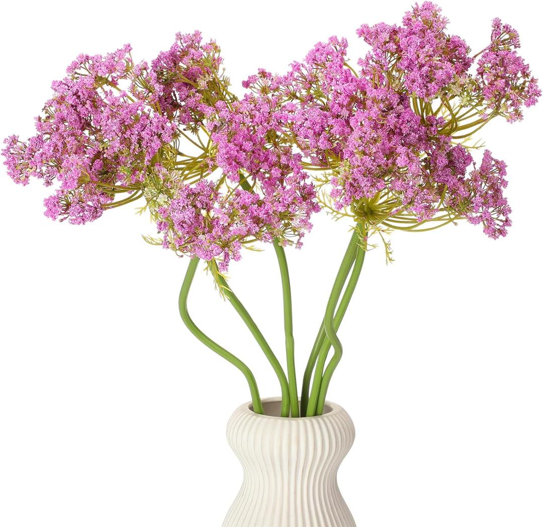 Norme 6 Pcs Artificial Queen Annes Lace Stem 36 Inch Fake Carrot Flower Picks Faux Ammi Majus for Vase Bouquets Home Office Wedding Decor(Purple)