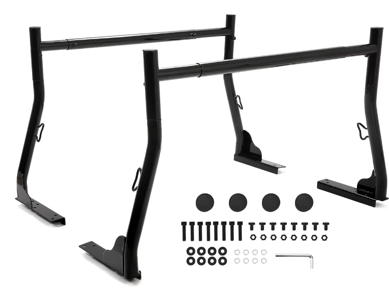 KOJEM Adjustable Truck Rack 800LBS Capacity Pick Up Truck Double Ladder Racks Lumber Kayak Rack Heavy Duty Steel Truck Bed Rack