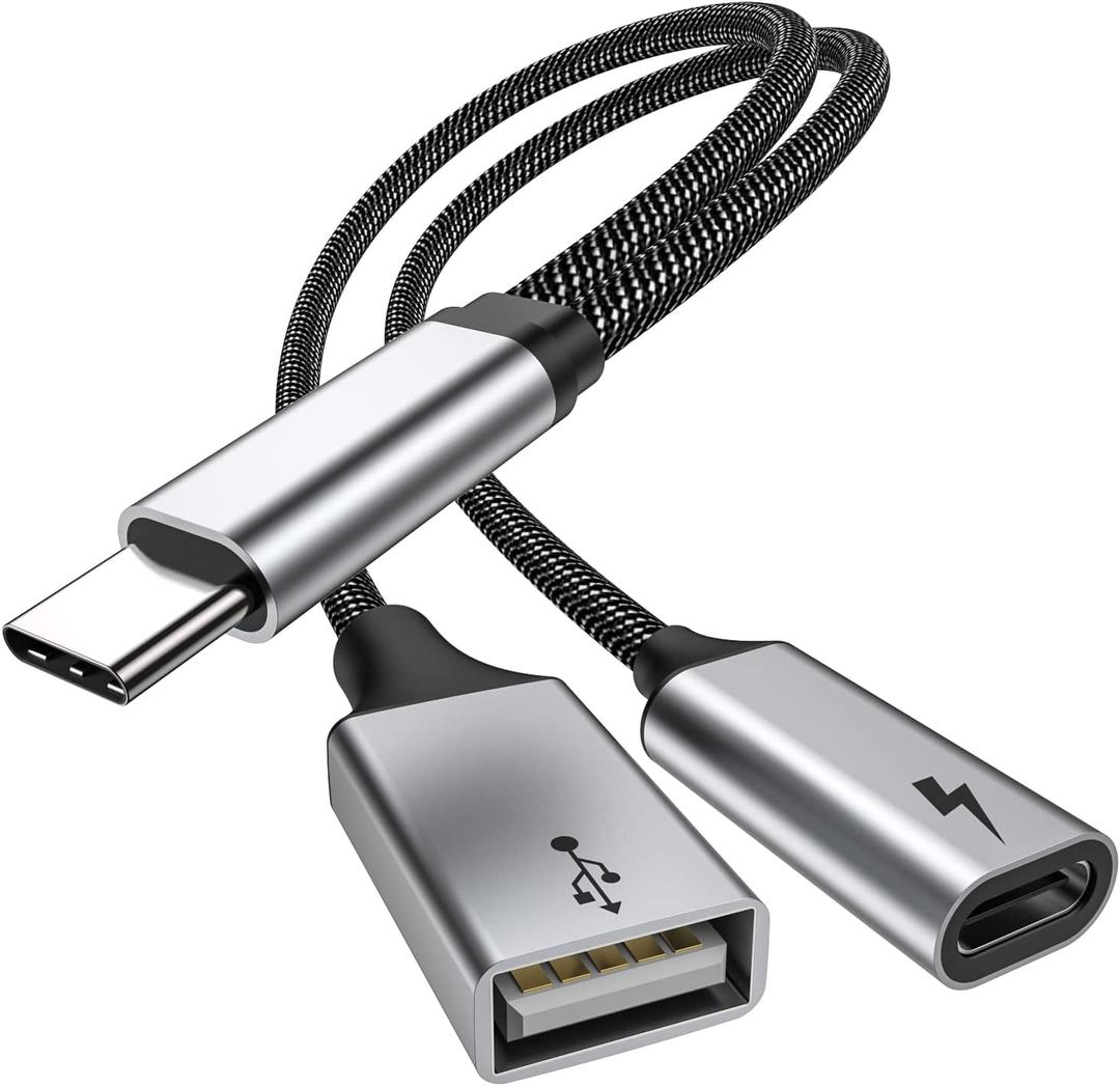 USB C OTG with Charging USB c OTG adapter Type C OTG Splitter with 60W PD Fast Charge Compatible for steam deck,Galaxy S22,Switch,Google Chromecast with Google TV,Pi-KVM,3D Printer,Octa4a,Pixel4 XL (Silver)