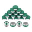 uxcell 13mm Flip Off Caps, 200PCS Burr-Free Flip Off Top Caps Seals Flip Off Aluminum Plastic Vial Flip Off Seals Caps Cover for Glass Vial Bottles, Green/Silver