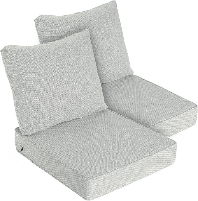 Goodgoods 25x28 Outdoor Deep Seat Cushions 2-Pack, 35D Foam, Gray