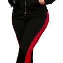 Bealin Women's Jogging Sets 80s 90s Two Piece Outfits Sweatsuit Long Sleeve Zip Tops and Sweatpants Workout Tracksuit Sets (Large, 1# Black)