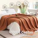 100% Cotton Waffle Weave Throw Blanket, Soft Lightweight Breathable Cozy Blankets for Bed Couch Home Dcor All-Season Use(Caramel, 40"x50")