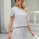 TCOT Pajamas for Women Set Summer Fashion Short Sleeve Crewneck Tops with Skirt Sets Pajama Casual Loungewear (Large, A Light Grey)