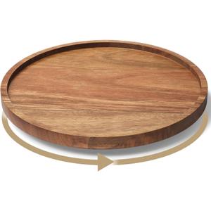 Lazy Susan Organizer for Kitchen, Acacia Wood Turntable for Cabinet, Pantry, Table, Countertop, Vanity, Spice RackMedium (9.8in)