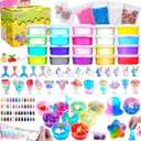 108 Pcs Slime Kit for Girls Boys, DIY Slime Making Supplies Include 20 Crystal Mud, 4 Clay, 48 Glitter Powder, Unicorn Charms, Birthday Party Favors Gift Toys for Kids 3-12