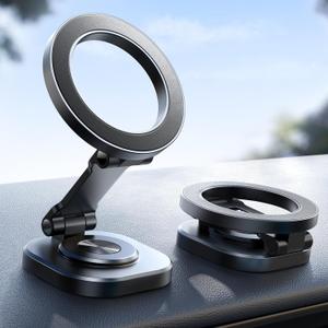 JOYROOM Fits MagSafe Car Mount, [360 Rotating Base & All-Metal] Magnetic Phone Holder for Car, Ultra Magnetic Car Phone Holder, Fits iPhone 16/16 Pro/16 Pro Max 15 14 13 & MagSafe Case (Black)