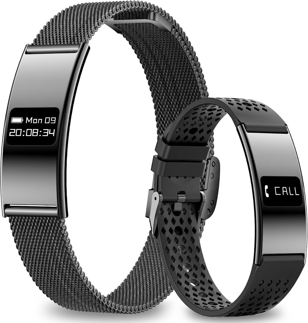 Efolen Smart Bracelet for Women Men, Activity Fitness Tracker, Smart Wristband with Heart Rate/Blood Oxygen/Sleep Monitor/Pedometer, IPX8 Waterproof Slim Smart Watch for Android iPhone, 2 Bands, Black
