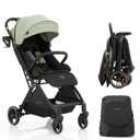 Gravity Folding Baby Stroller - Portable Travel Toddler Stroller w/Adjustable Backrest & Canopy, Lightweight and UV Protected, One-Hand Automatic Folding - Green