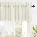 DriftAway Farmhouse Linen Lined Valance 2 Layer Thermal Insulated Room Darkening Blackout Window Valances Rod Pocket Vertical Striped Kitchen Valance for Bathroom Single 52 x 14 Inch Camel Beige