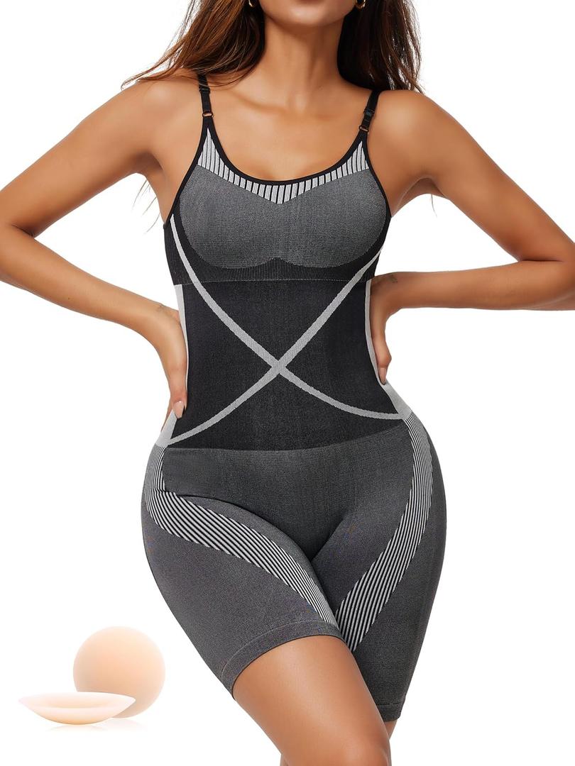 Shapewear for Women, Shape Wear Tummy Control Bodysuit Body Shaper Seamless Butt Lifter Shorts Jumpsuit (S)