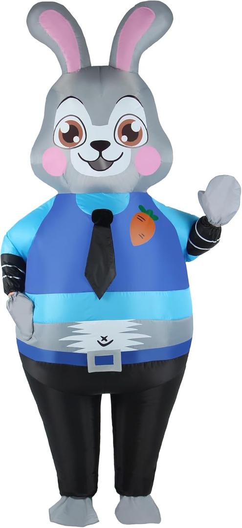 Halloween Inflatable Costume Adult Bunny Police Officer Rabbit Blow up Fancy Dress Costumes Full Body Suit Party
