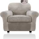 FestiCorp Sofa Cover, Velvet Couch Covers for Dogs, Stretch Sofa Slipcovers, Thick Furniture Covers for Pets, Washable Chair Cover, Armchair, Taupe (Small)