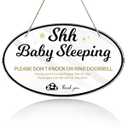 Shhh Baby Sleeping Decorative Sign For Front Door，Please Do Not Knock Or Ring Doorbell Sign, Baby Sleeping Door Sign, No Knocking Door Decorate, No Soliciting Do Not Knock