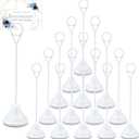 Marspark 16 Pcs Table Number Holders 8'' Metal Place Card Holders Weddings Table Sign Menu Memo Note Picture Photo Round Clip Weighted Base Stand for Anniversaries Birthdays Restaurants(White)