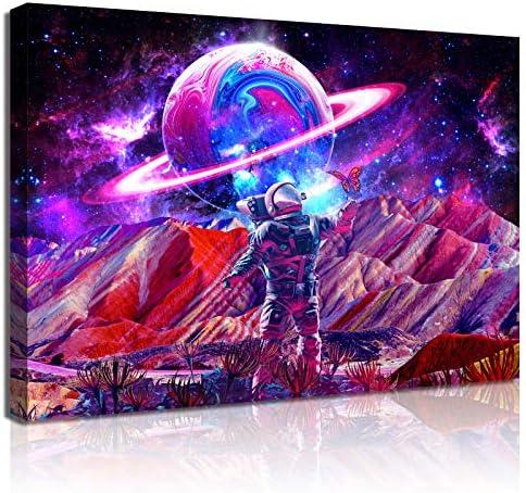 Sosolong Planet Astronaut Canvas Wall Art,outer Space Wall Decor For Boys Bedroom Living room 5