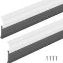 Hushee 2 Pack 48 Inches Metal Rubber Door Sweep, Double Rubber Seal Aluminum Door Sweep High Sealing Draft Stopper, Weatherproof Sound Insulation Indoor Outdoor Use for Residential Commercial (Sliver)