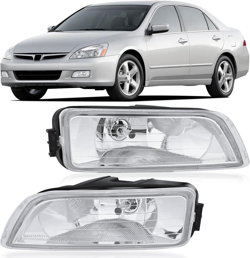 Nilight Fog Lights Assembly Compatible with 2003 2004 2005 2006 2007 Honda Accord 4Door Sedan 2004-2008 Acura TL w/H11 12V 55W Bulbs Clear Lens Driver and Passenger Side