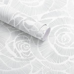 Wudnaye Peel and Stick Wallpaper Grey and White Wallpaper Floral Contact Paper Self Adhesive Removable Vintage Contact Paper Waterproof for Bathroom Bedroom Cabinets Decor 16.9" 78.7" Vinyl