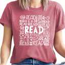 Reading Teacher Shirt Women-Cute Read More Books Short Sleeve Library Book Lovers Daisy Tee Tops