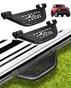 Sunsdrew Side Steps for Ford Bronco 2021-2025 2026 2/4Door with Rock Rail,2PCS Carbon Steel Black Running Boards Side Steps Heavy Duty Front Rear Door Steps for Bronco Accessories
