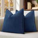 MIULEE Pack of 2 Navy Blue Decorative Pillow Covers 20x20 Inch Soft Chenille Luxurious Couch Throw Pillows Farmhouse Cushion Covers with Elegant Design for Sofa Bedroom Living Room Home Decor