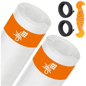 2PACK MAGZO Window & Door Screen Replacement Kit, 48''W x 99''L, with Retaining Spline (Total 65.6 FT) and Press-in Installation Tool, Scratch-Proof Polyester, Screening Roll Repair for DIY/Porch, White
