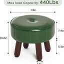 oakvivo 13in Small Foot Stool Ottoman, Round Faux Leather Foot Rest for Couch, Under Desk Pouf Footstool Footrest with Non-Skid Rubber Legs for Ling Room, Bedroom, 13''L x 13''W x 10.2''H, Green
