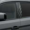 2PCS Car B-Pillar Sticker Decal Set, 12"x21.5" Gloss Vinyl Wrap, Waterproof Vehicle Door Pillar Decoration with Squeegee for Easy DIY Install (Flag Grayscale)