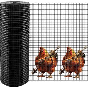 Black Hardware Cloth, 1/2 inch 24 inch x 50ft 19 Gauge Black Vinyl Coated Hardware Cloth, Black Chicken Wire, Black Chicken Wire Fencing for Garden Fence and Home Project by KAKO