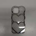 Caseative for iPhone 16 Pro Max Case,Plating Love Heart Glitter Bling Phone Case (Silver,16 Pro Max)