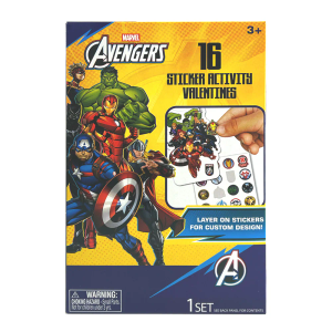 MARVEL Avengers Sticker Activity Valentines, 2 Pack