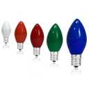 25 Pack C7 Multicolor Ceramic Christmas Lights Replacement Bulbs, 5W E12 Candelabra Base Incandescent Bulbs for Outdoor String Lights Xmas Tree Patio Holiday Party Decor