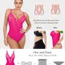 Popilush Shapewear Bodysuits for Women Lace Corset Tops Tummy Control V Neck Sleeveless Body Suit Thongs (Pink, XXXL)